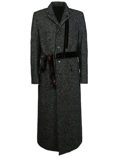 Однобортное пальто с поясом BF1M0018/F2602/полосы Черный Серый Damir Doma