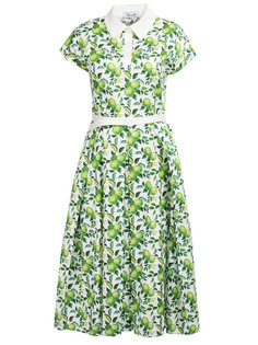 Хлопковое платье ПБВ Белый, зел. яблоки Roseville
