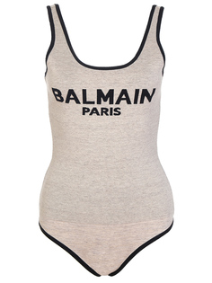 Боди льняное с принтом RF10972K315 Balmain