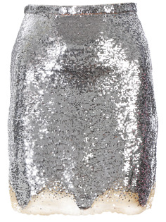 Юбка с пайетками и кружевом Ermanno Scervino