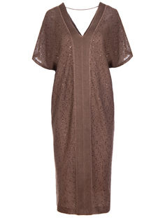 Льняное платье с пайетками Brunello Cucinelli