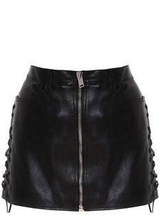 Мини-юбка кожаная 572284YC2RK Saint Laurent