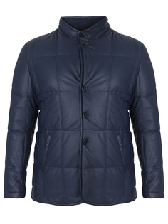 Пуховик стеганый кожаный Enrico Mandelli