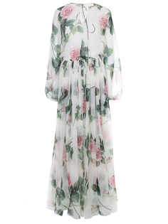 Шелковое платье-макси с цветами Dolce & Gabbana