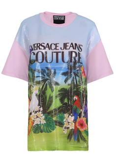 Хлопковая футболка с пайетками Versace