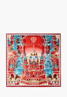 Платок Русские в моде Москва-Кремль-Фаберже с ручной подшивкой