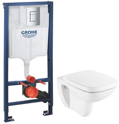 Комплект подвесной унитаз Roca Debba 346997000 + ZRU9302826 + система инсталляции Grohe 38772001