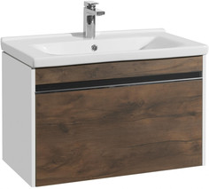 Тумба с раковиной белый глянец/таксония темная 80 см Акватон Капри 1A2302K1KPDB0