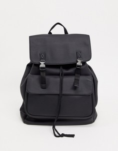 Черный рюкзак из искусственной кожи с двумя ремешками ASOS DESIGN