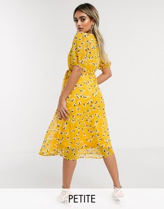 Платье с запахом и короткими рукавами Y.A.S Petite-Желтый