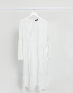 Белое свободное платье макси со вставками кроше Selected Femme-Белый