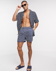 Шорты для плавания от комплекта с геометрическим принтом French Connection-Темно-синий