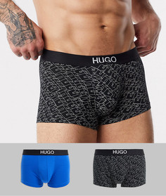 Набор из 2 боксеров-брифов (синие/ черные с принтом) HUGO bodywear-Зеленый