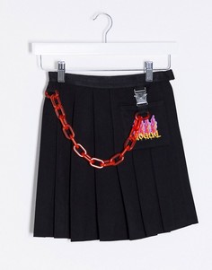 Плиссированная юбка от комплекта с запахом GOGUY-Черный