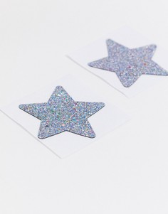 Блестящие наклейки на соски в виде звезд ASOS DESIGN-Синий