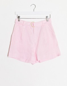 Розовые льняные шорты от комплекта с поясом & Other Stories-Розовый