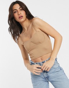 Бежевый топ-корсет на бретельках Bershka-Розовый цвет