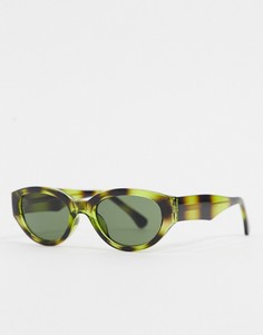 Зеленые круглые солнцезащитные очки в стиле ретро A.Kjaerbede-Коричневый цвет