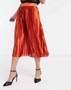 Плиссированная юбка миди Ichi-Оранжевый