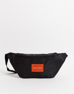 Черная сумка-кошелек на пояс с оранжевым логотипом ASOS DESIGN-Черный цвет