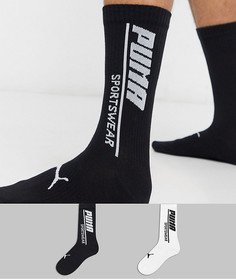 Набор из 2 пар черных и белых носков с логотипом Puma-Мульти