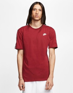 Бордовая футболка с фирменной лентой Nike-Красный