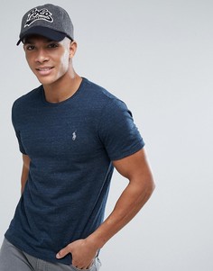 Темно-синяя меланжевая футболка приталенного кроя Polo Ralph Lauren-Темно-синий