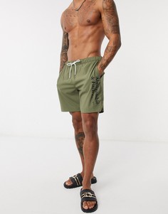 Оливковые шорты для плавания с логотипом Abercrombie & Fitch - 5 дюймов-Зеленый