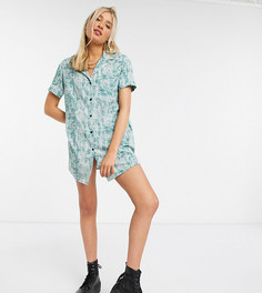 Зеленое платье-рубашка с принтом тай-дай Noisy May-Многоцветный
