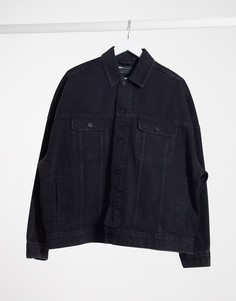 Черная выбеленная oversize-джинсовая куртка ASOS DESIGN-Черный цвет