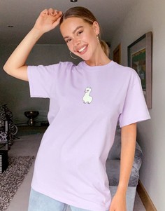 Oversized-футболка с изображением ламы New Love Club-Фиолетовый