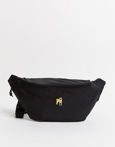 Черная сумка-кошелек на пояс с вышивкой собаки ASOS DESIGN-Черный