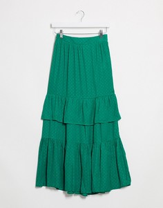 Зеленая многоярусная юбка макси Vila-Зеленый цвет