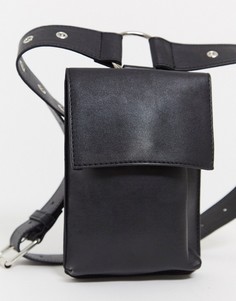 Черный ремень из искусственной кожи с сумкой и люверсами ASOS DESIGN-Черный цвет