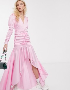 Нежно-розовое платье с пышными рукавами Notes Du Nord-Розовый