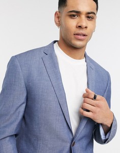 Синий льняной пиджак Esprit-Голубой