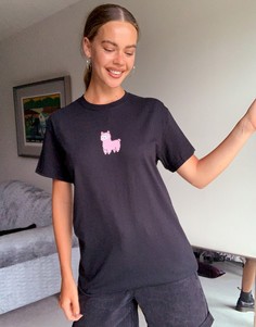 Oversized-футболка с вышитой альпакой New Love Club-Черный