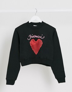 Черный свитшот с принтом сердца Fiorucci