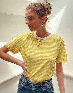 Желтая футболка в полоску Selected Femme-Желтый