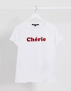 Белая футболка с надписью "Cherie" French Connection-Белый