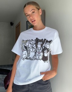 Oversized-футболка с котами New Love Club-Белый