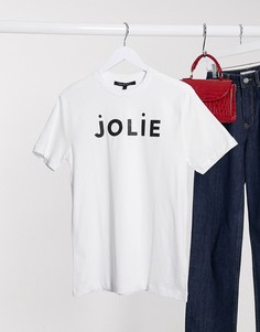 Белая футболка с надписью "Jolie" French Connection-Белый