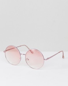 Круглые солнцезащитные очки в металлической оправе с розовыми стеклами Jeepers Peepers-Золотой