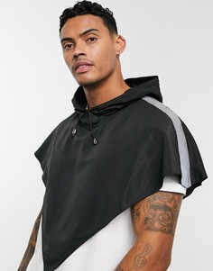 Пончо с капюшоном и светоотражающими полосками ASOS DESIGN-Черный
