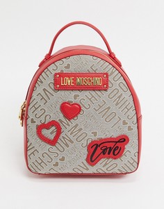 Красный рюкзак с нашивками Love Moschino