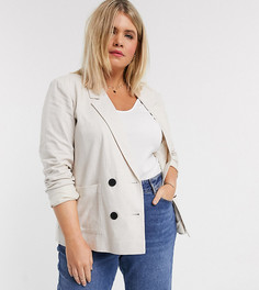 Кремовый пиджак с добавлением льна Vero Moda Curve-Белый