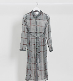 Платье миди в клетку с длинными рукавами Mamalicious-Мульти Mama.Licious