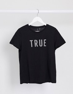 Черная футболка с надписью Vero Moda-Черный