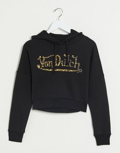 Короткий спортивный худи с логотипом Von Dutch-Черный цвет
