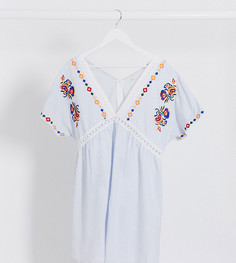 Свободное платье с цветочной вышивкой En Creme plus-Голубой